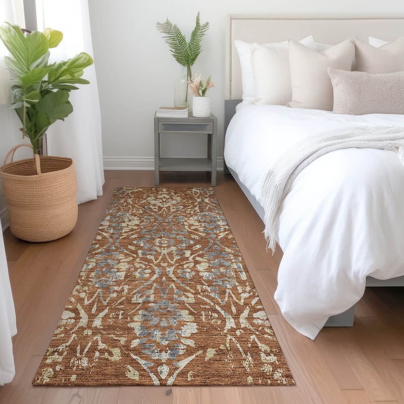 Machine Washable Indoor/ Outdoor Chantille Traditional Distressed Rug
