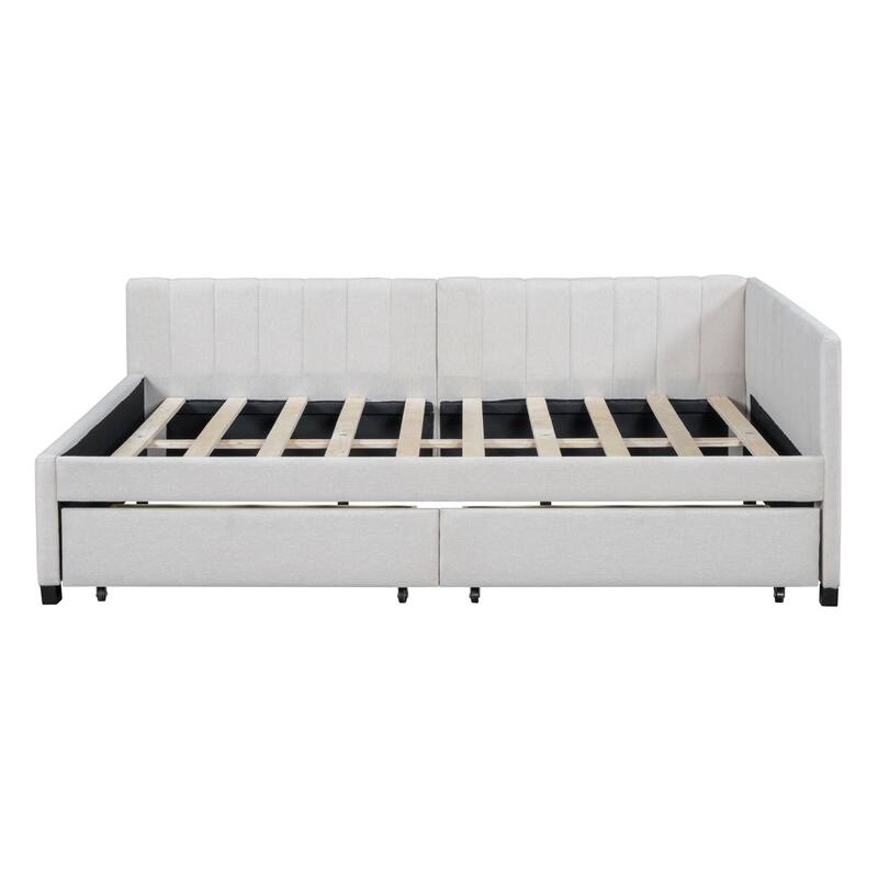 Upholstered sofa bed with 2 storage drawers
