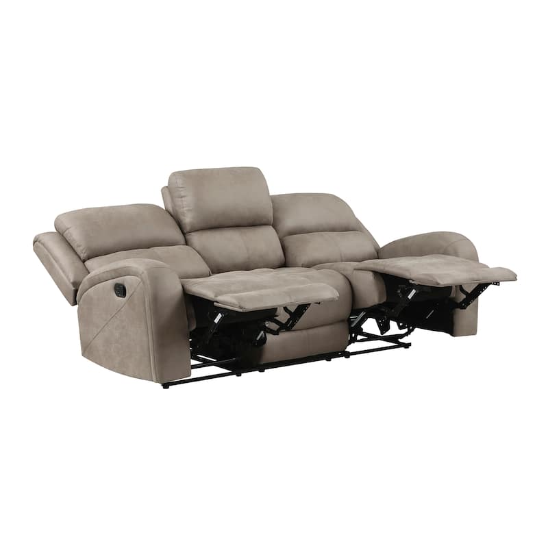 Fremont & Park Mabel 84.5" Polished Microfiber Manual Double Reclining Sofa