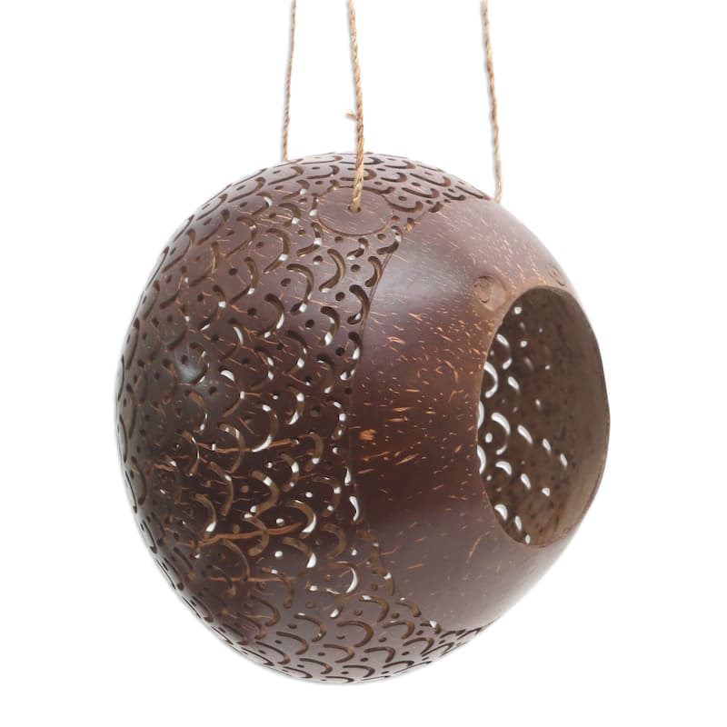 Novica Handmade Sea Scales Coconut Shell Birdhouse