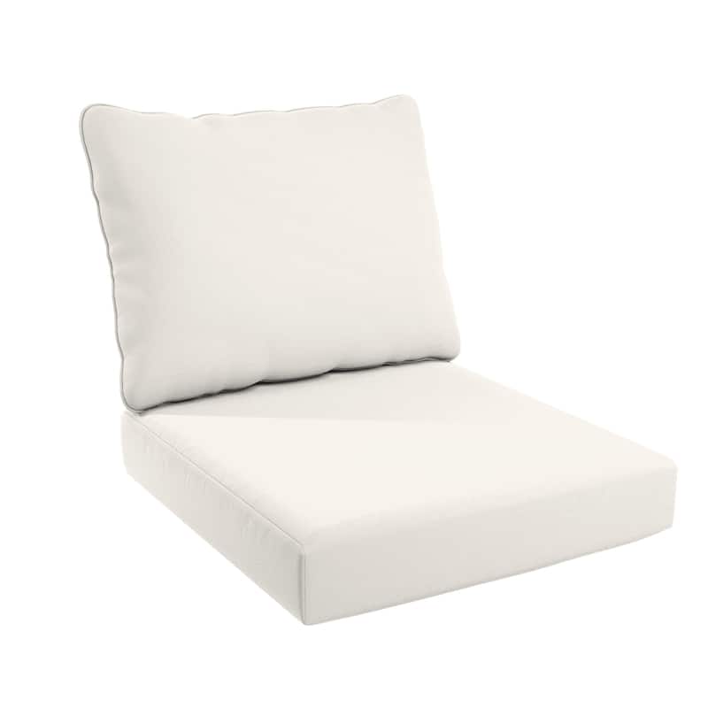 California Umbrella Outdoor Deep Seat Cushion Set, 24" x 48", 5.5" Thick Seat, Solstice Olefin Fabric - White