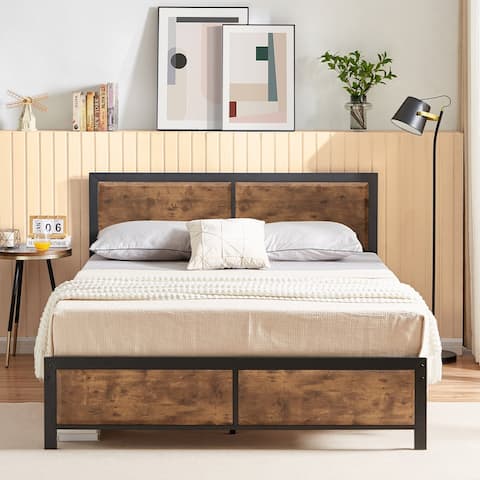 VECELO Platform Bed Frame with Headboard Twin/Full/Queen Size Beds