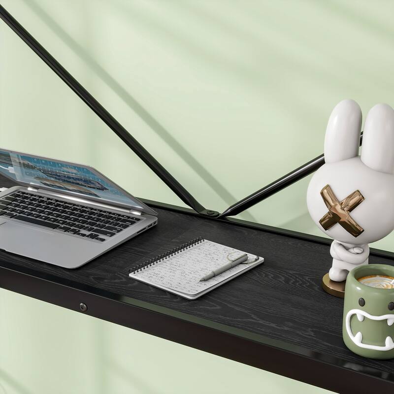 Twin Metal Loft Bed with Desk, Power Outlet, LED Lights, Safety Guard Rails, and Ladder, Black