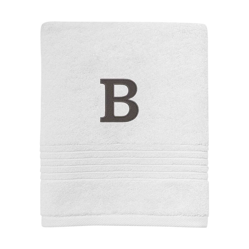 Avanti Linens Wht/Gry Block Monogram Hand Towel - Hand Towel
