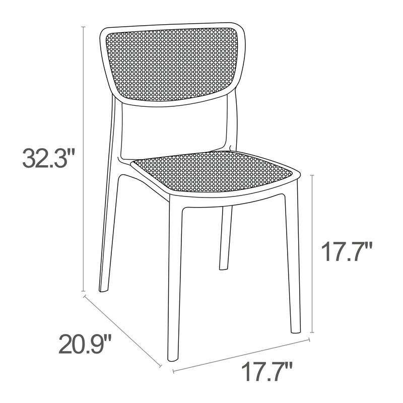 33" White Stackable Patio Dining Chair