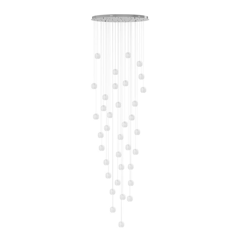 Modern Crystal Ball Long Raindrop Chandelier for Entrance Foyer Staircase