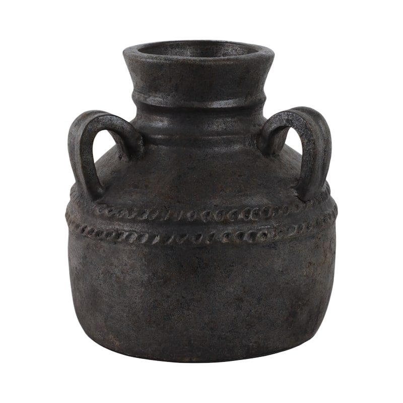 Terracotta Vase Rustic Textured Design Double Handles for Modern Space