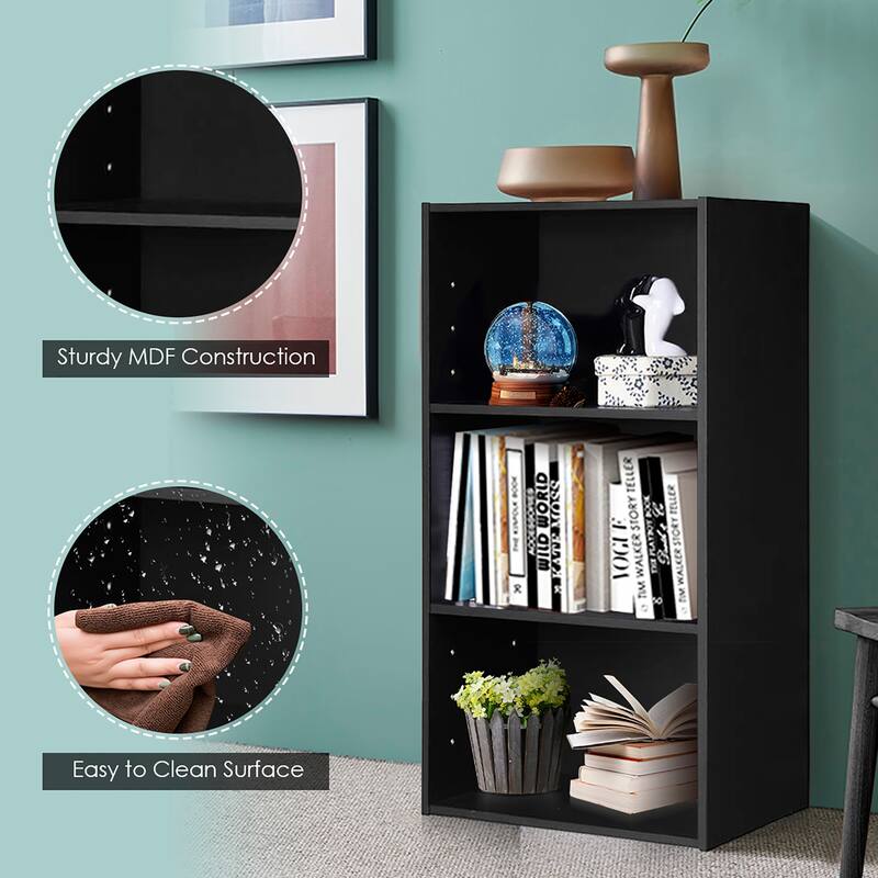 Gymax 2 PCS 3 Tier Open Shelf Bookcase Multi-functional Storage - See Details