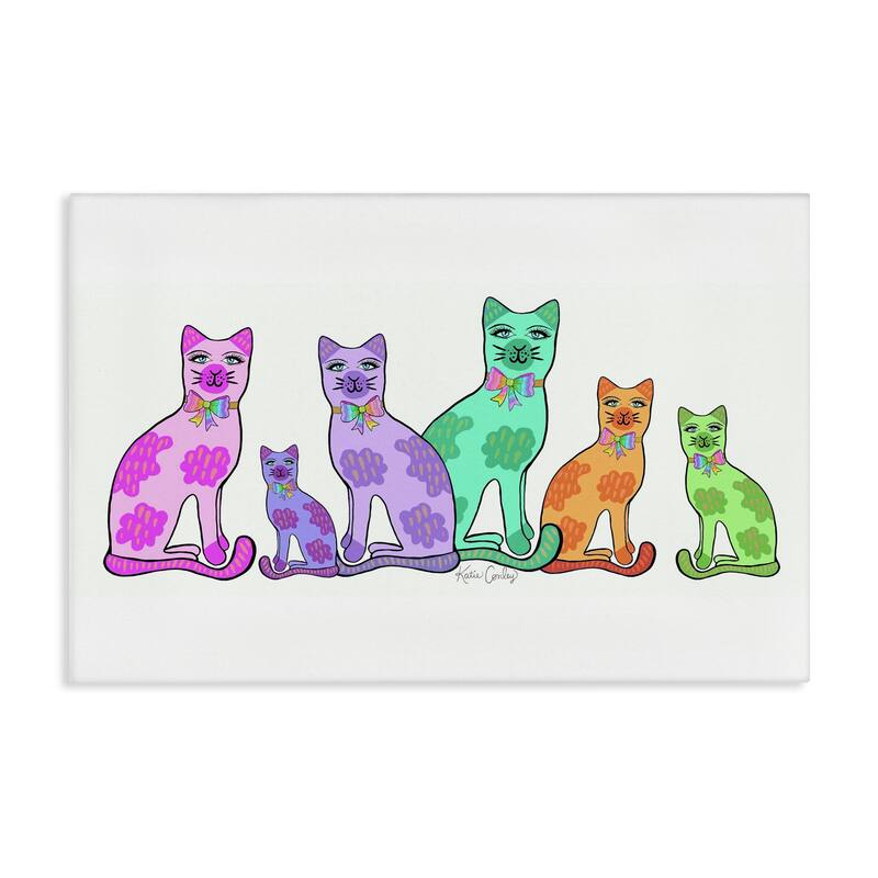Stupell Funky Whimsical Cats Canvas Wall Art Design By Katie Conley - 30 x 20