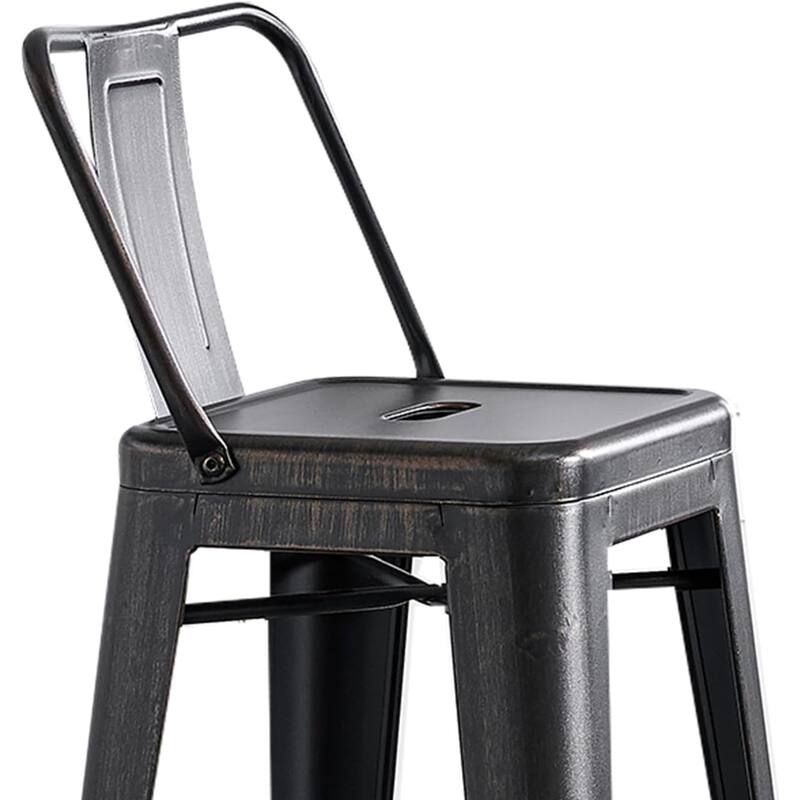 Modern Metal Barstools with Bucket Back and 4 Leg Design Set of 2