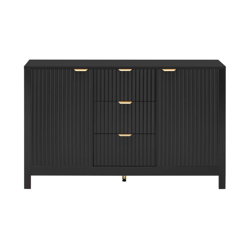 2 Door Sideboard with Adjustable Shelves and Drawers, Storage Console Table with Metal Handles for Living Room