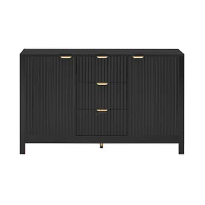 Storage Console Table with 3 Adjustable Shelves and 3 Drawers, Modern 47.2" Sideboard Buffet Cabinet with Aluminum Handles