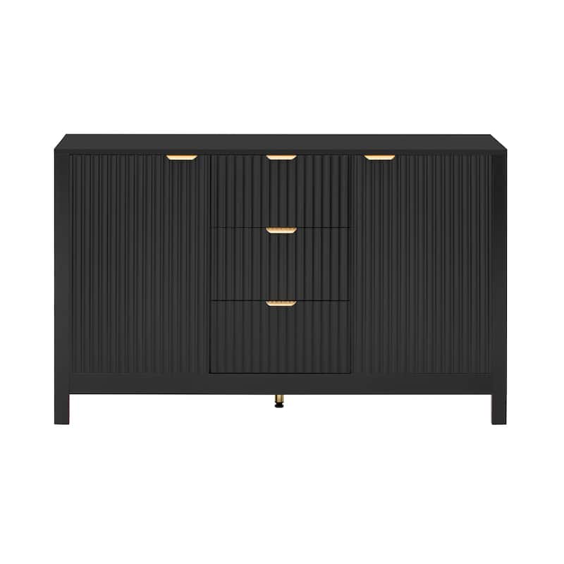 Wave Design MDF Cabinet Sideboard with 3 Adjustable Shelves and 3 Drawers