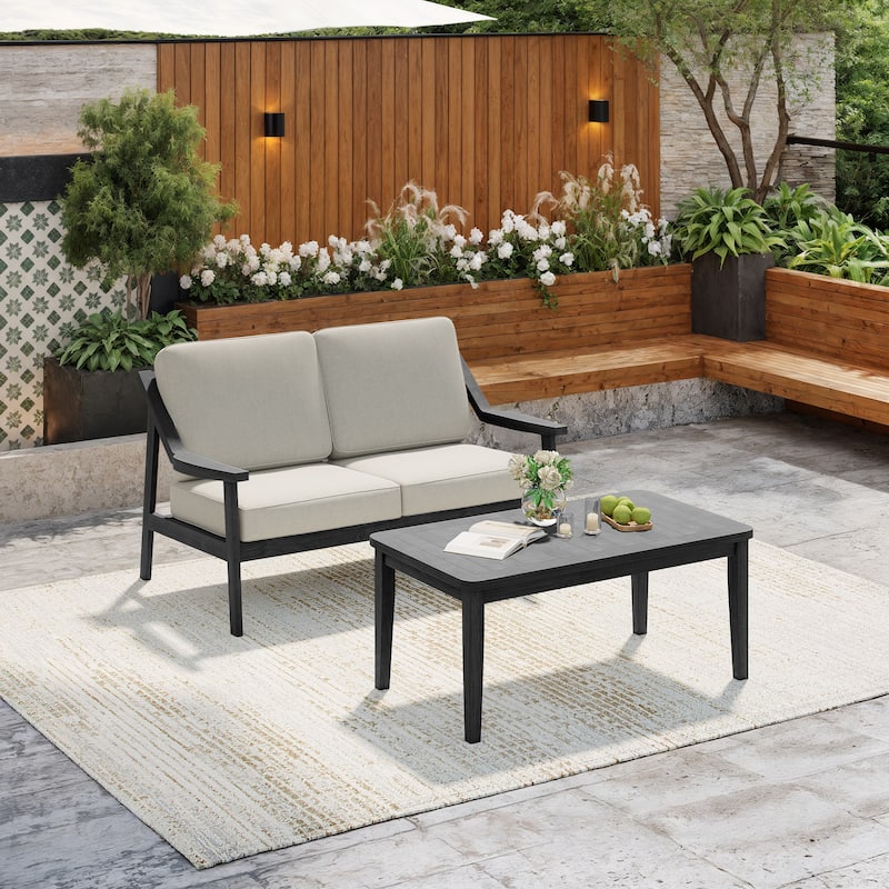 Outdoor Patio Wood Bistro Set/Loveseat Set