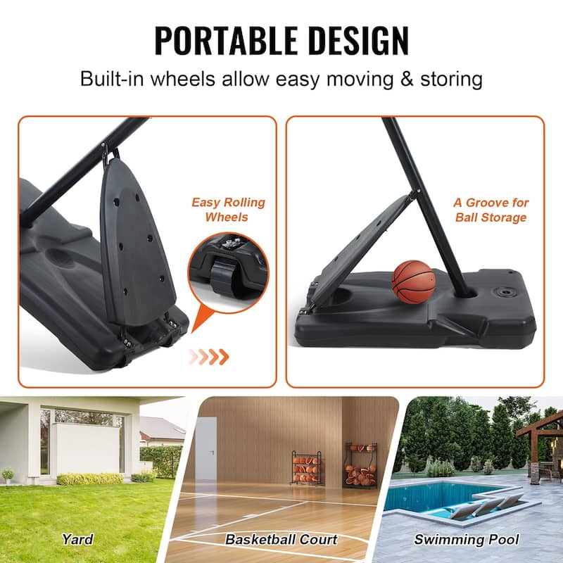 Adjustable Portable Basketball Hoop Set for Kids & Adults Indoor & Outdoor
