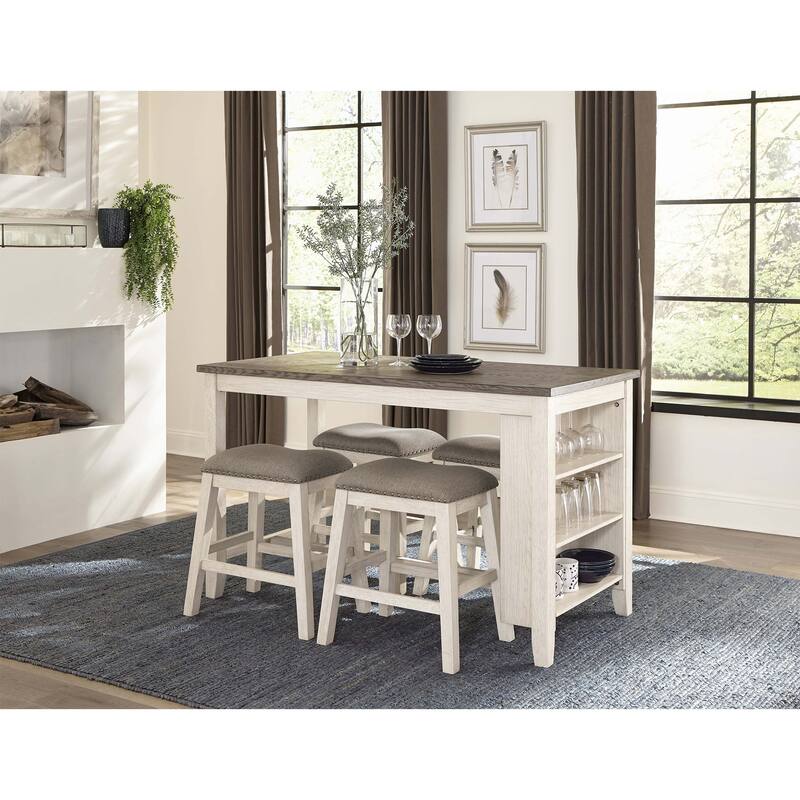 White and Rosy Brown 1pc Counter Height Table