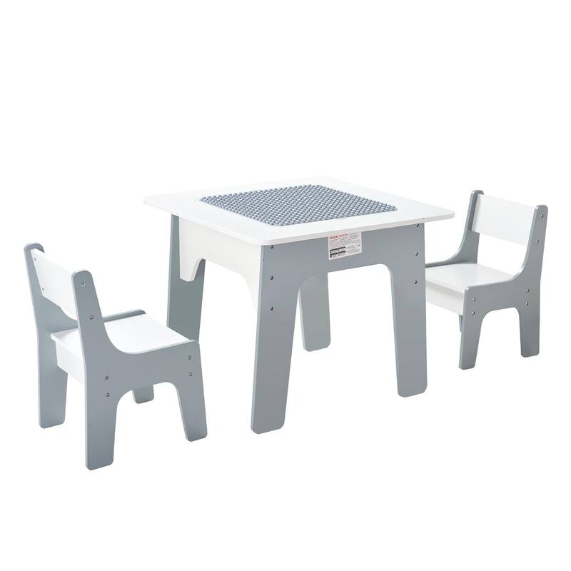 4-in-1 Kids Activity Table with 2 Chairs and Storage, White - 23.5 x 23.5 x 19.48 in