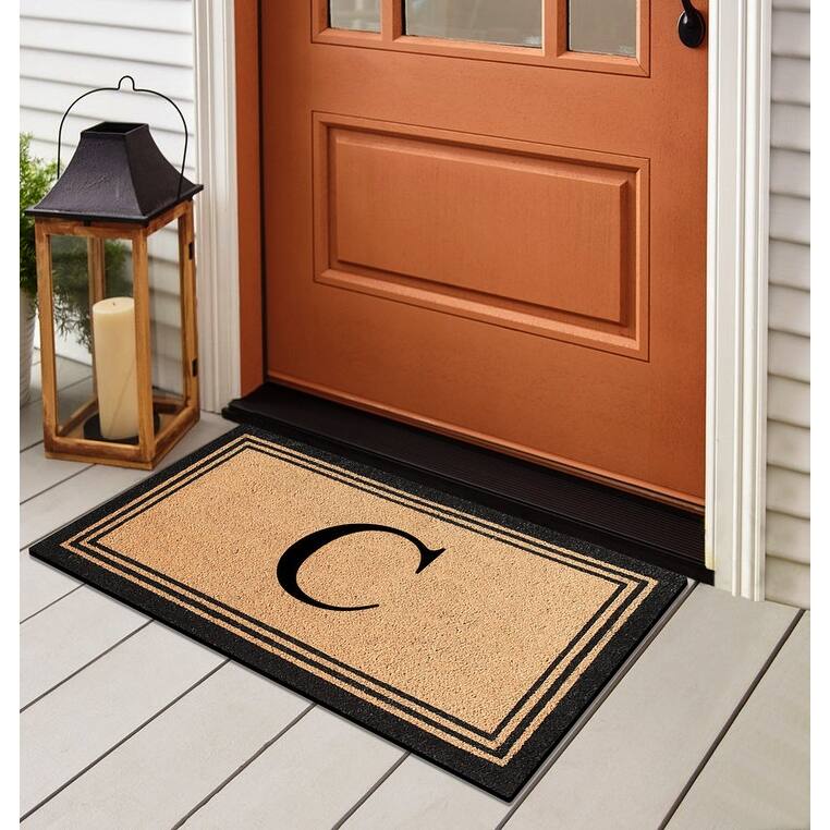 A1HC Natural Coir Monogrammed Heavy Duty PVC Backing Doormat