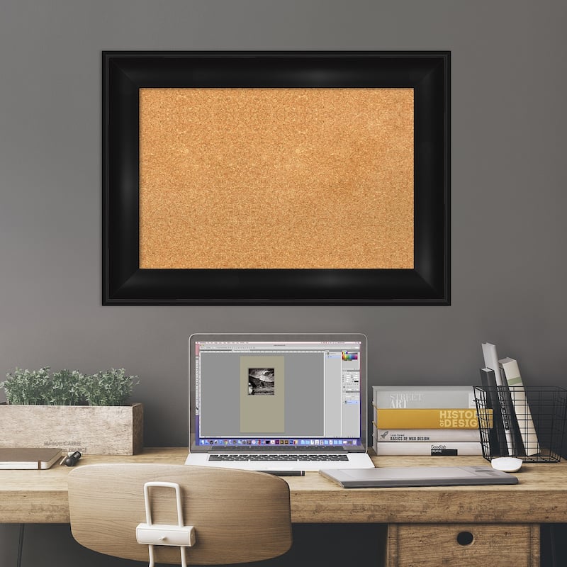 Grand Black Framed Cork Bulletin Memo Board