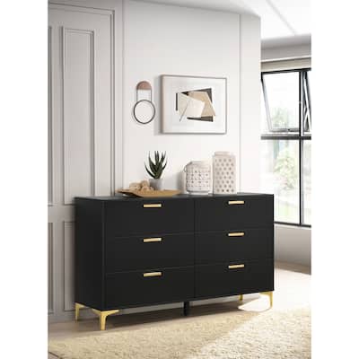 Lexie Black and Gold 6-Drawer Rectangular Dresser