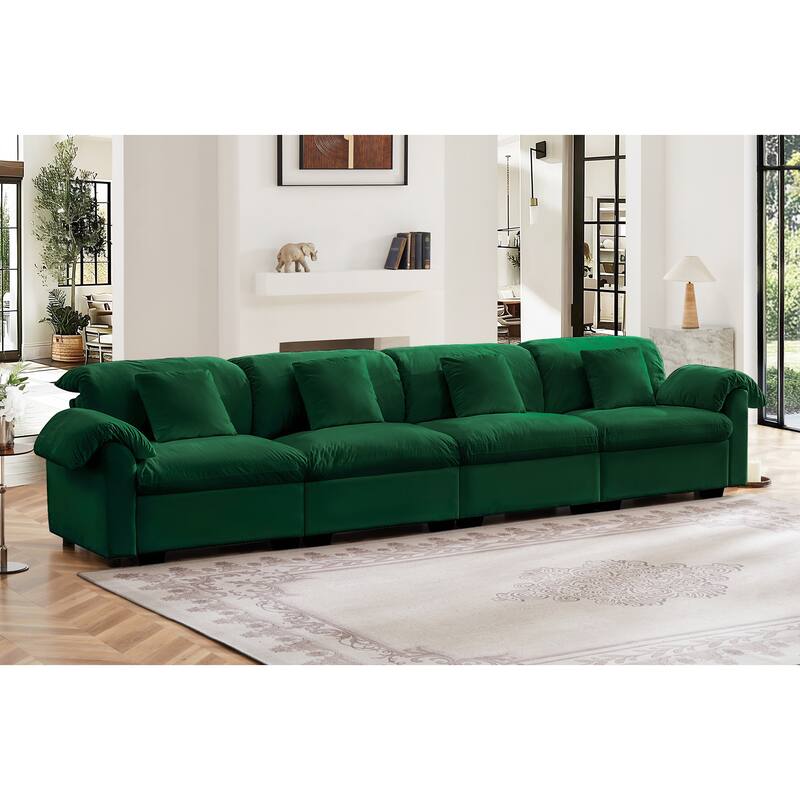 Large Deep Seat Modular Sofa with Storage Seats - Green