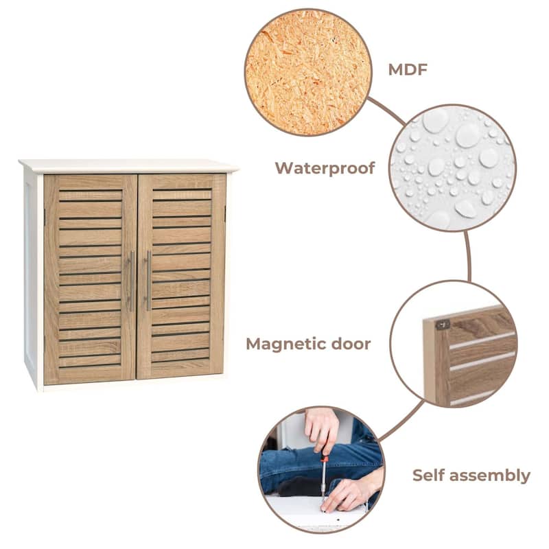 Stockholm Wall-Mounted Bathroom Cabinet Double Vented Doors - 20.50"L x 8.70"W x 21.70"H