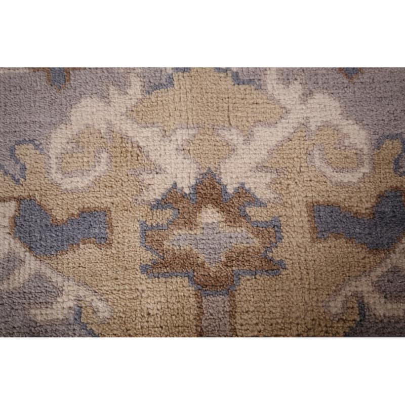 Floral Gray Oushak Indian Area Rug Hand-Knotted Wool Carpet - 8'1" x 9'11"