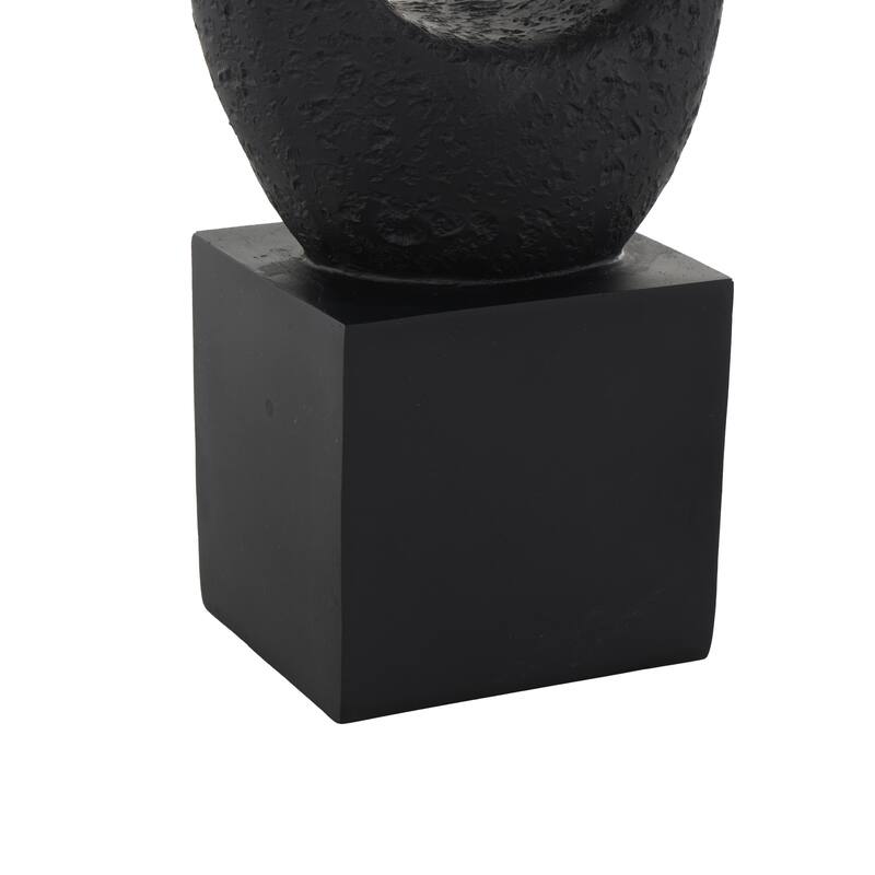 Black Polystone Intertwined Loop Abstract Decorative Sculpture with Block Base
