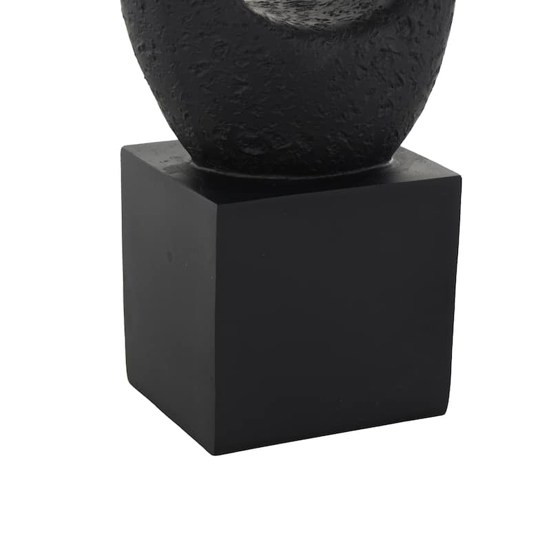 Polystone Abstract Intertwined Loop Decorative Sculpture with Block Base - Black - Roche River Decor