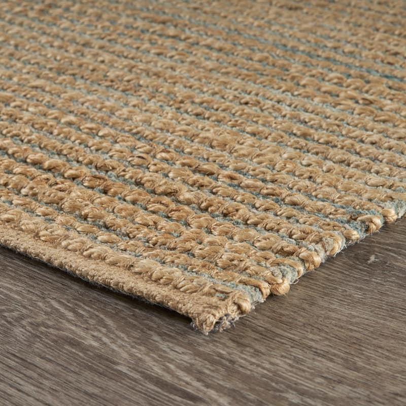 Sevita Organic Jute Woven Area Rug, Natural and Blue
