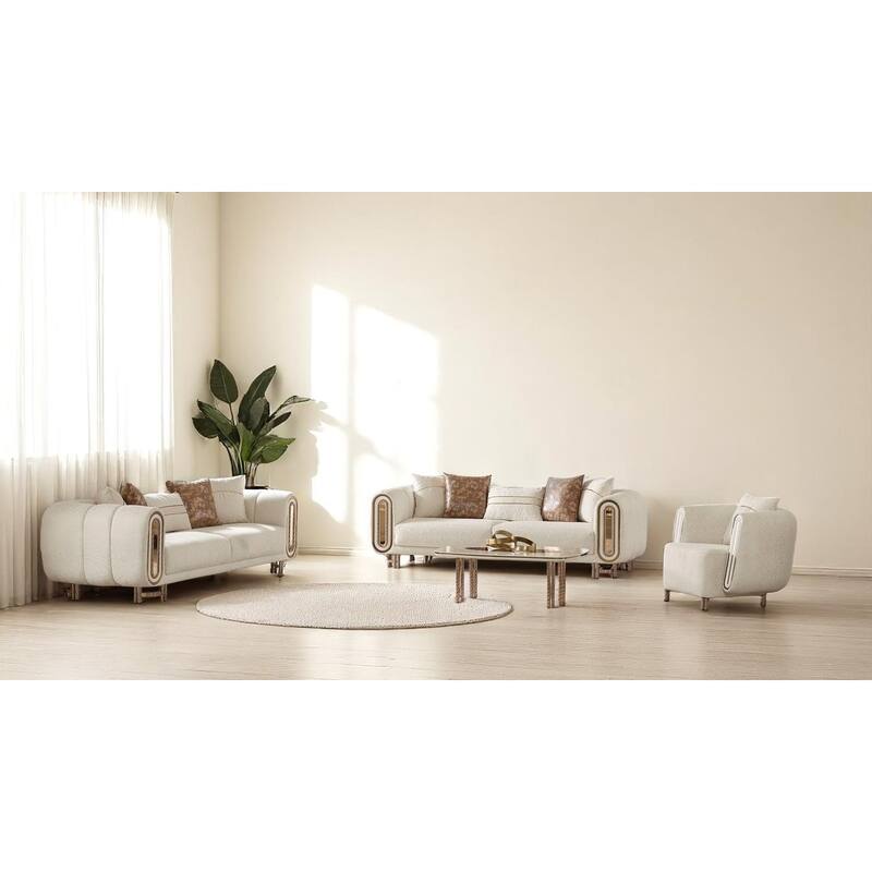 Vespera 3 Pieces Living Room Sets 2 Sofa 1 Chair - Beige