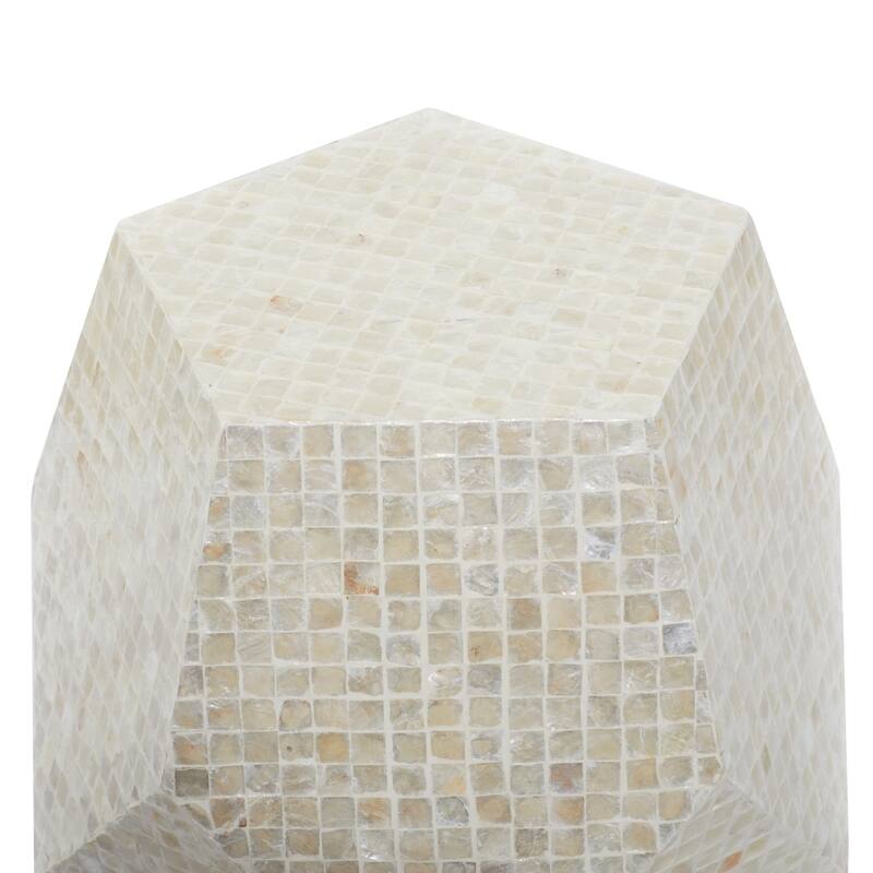 Mother of Pearl Shell Handmade Accent Table - Cream or Multi Colored