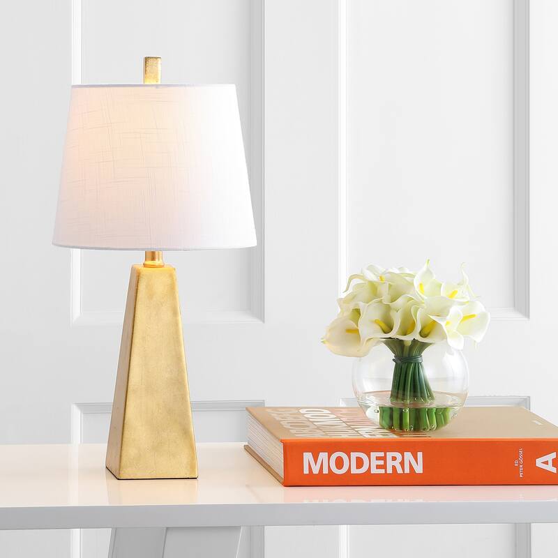 Gabrielle 20.5" Resin LED Table Lamp, White Marble Finish by JONATHAN Y - 20.50 - Gold Leaf