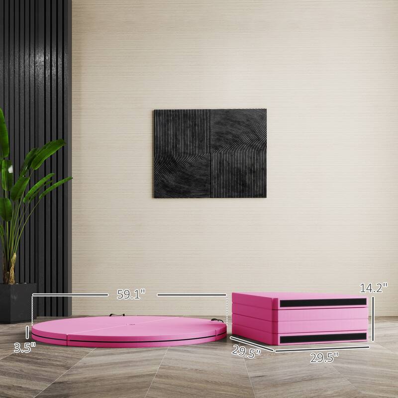 Foldable Pole Dance Safety Mat 3.5 Inch Thick EPE Foam Multi-Use Gymnastics Yoga Pilates Mat with Handles