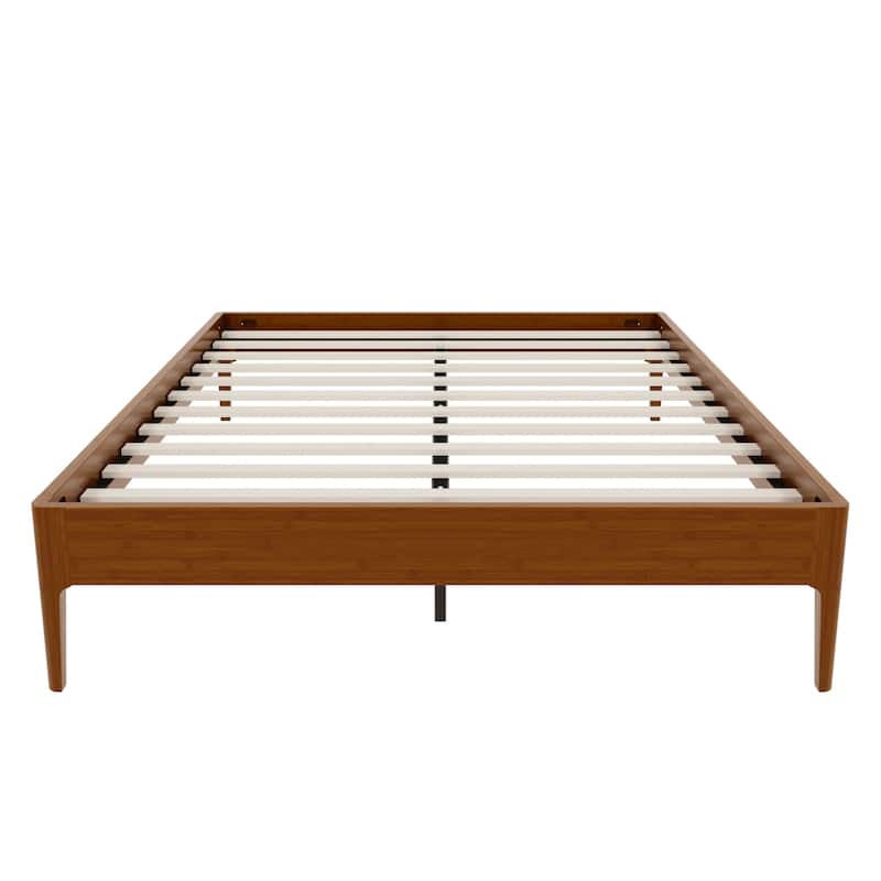 Solid Bamboo Platform Bed with Metal Support & Ample Underbed Storage by Harper&Bright Designs