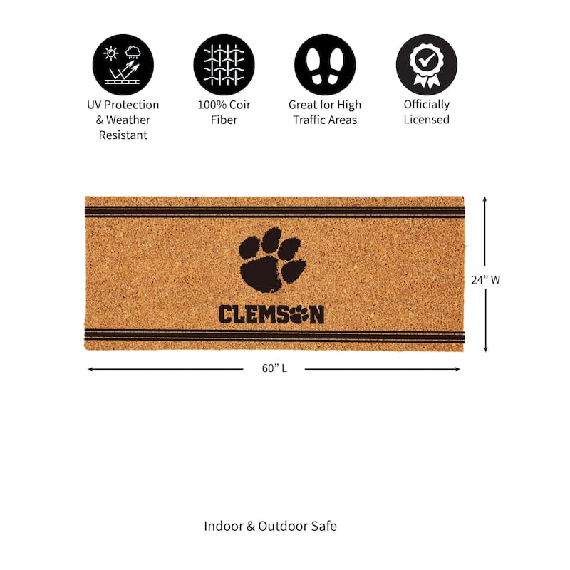 Clemson University Monochrome Indoor/Outdoor Coir Door Mat