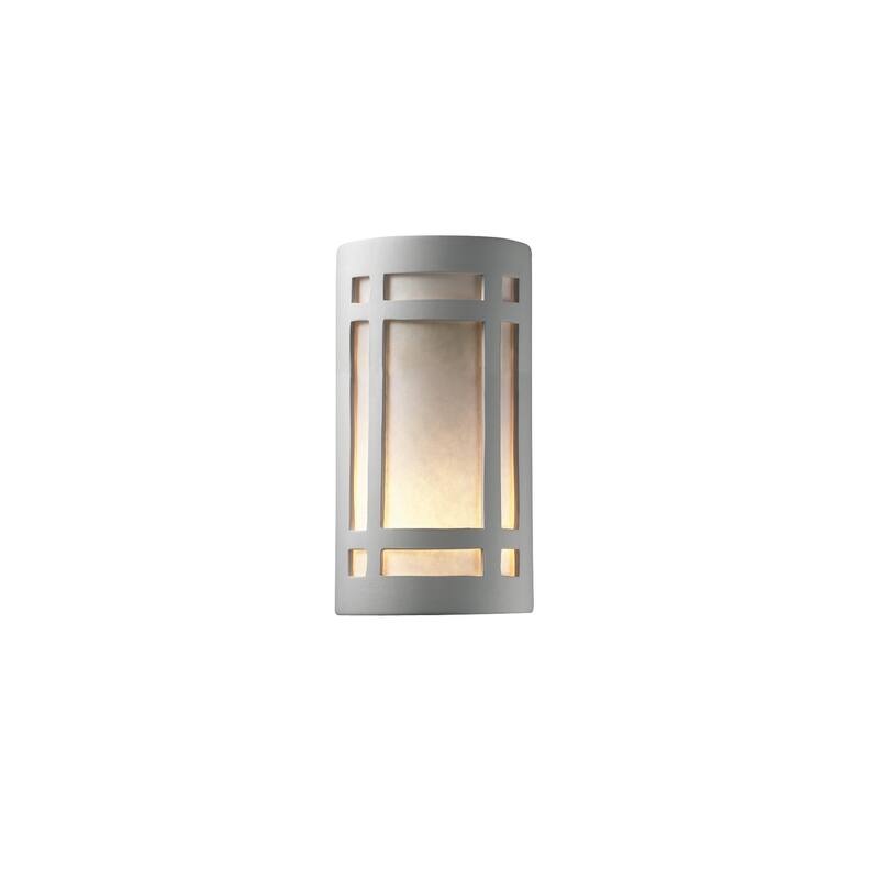 Justice Design Group Ambiance Large Craftsman Window Outdoor Closed Top & Bottom Wall Sconce - Bisque