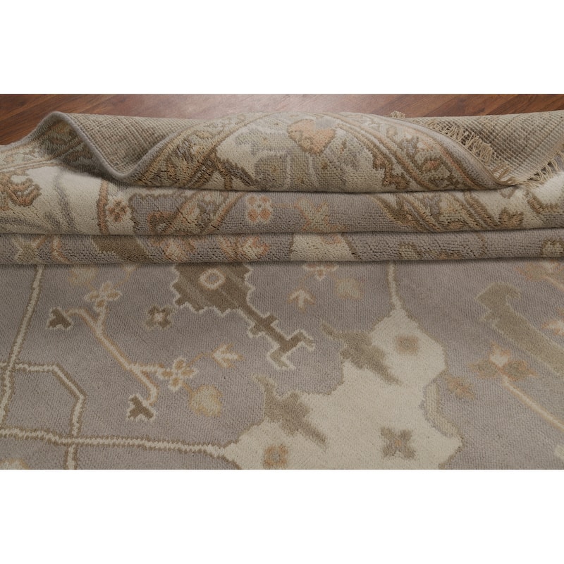 Gray Oushak Style Area Rug Hand-Knotted Wool Carpet - 8'1" x 10'0"