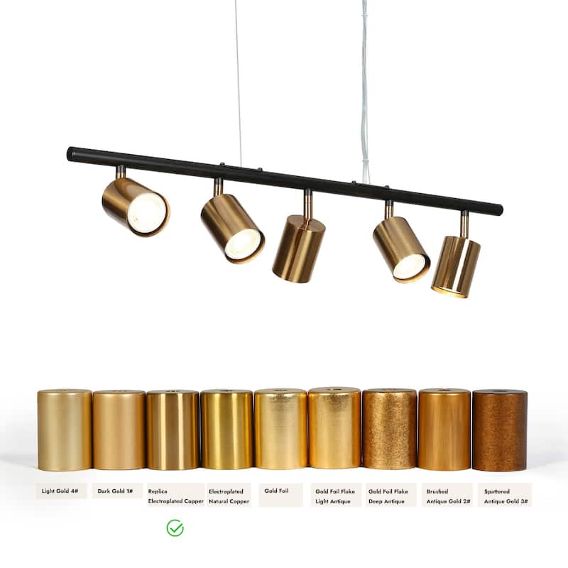 Modern 5-Light Black Gold Chandelier Metal Linear Island Lights for Dining Room - 28.5" L x 6" W x 6" H