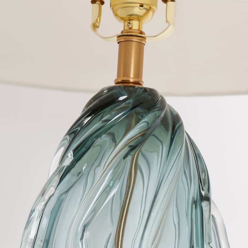 Modern 25-inch Table Lamp Textured Glass Desk Lights in Blue and Gold - D15.7"*H25"