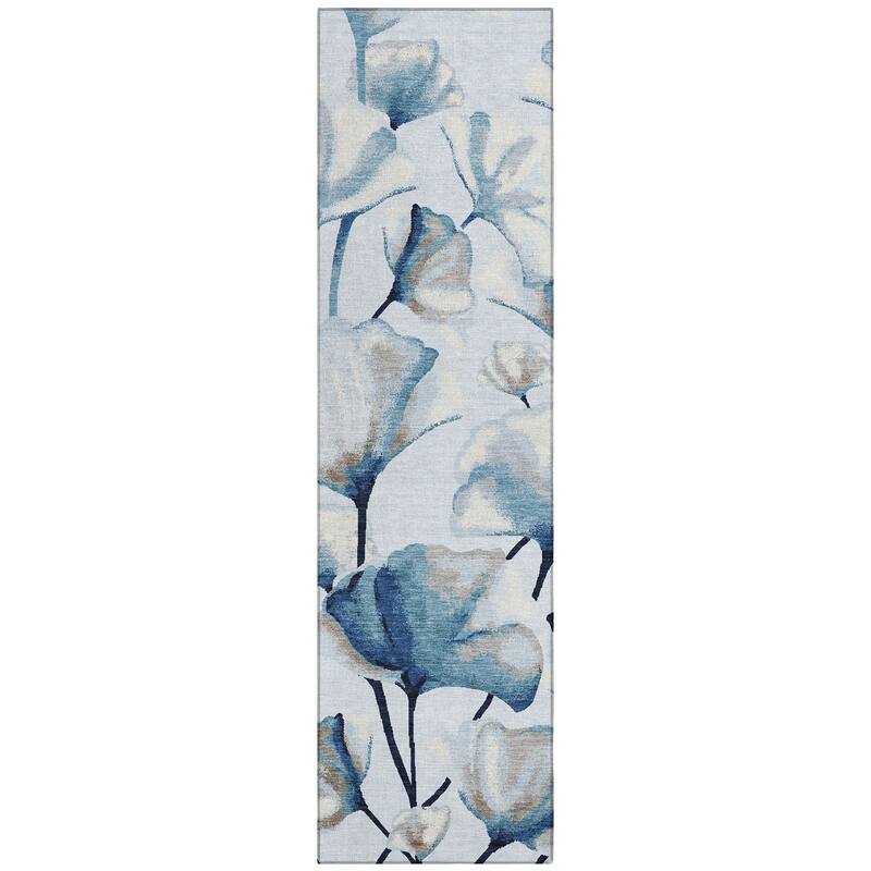 Machine Washable Indoor/ Outdoor Floral Love Chantille Rug