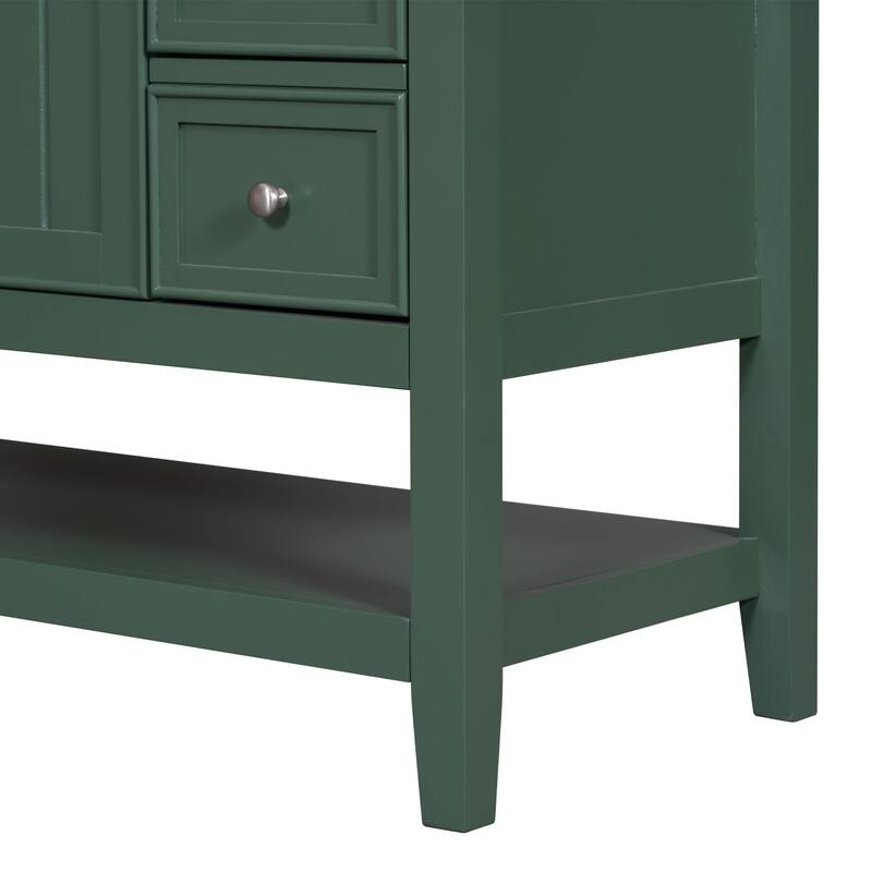 36 Inch Freestanding Bathroom Vanity Set with Drawers and Ceramic Sink