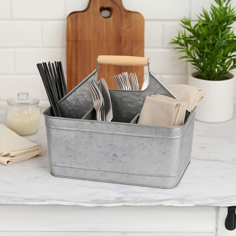 Galvanized Metal Sturdy Carry All Serveware, Gray