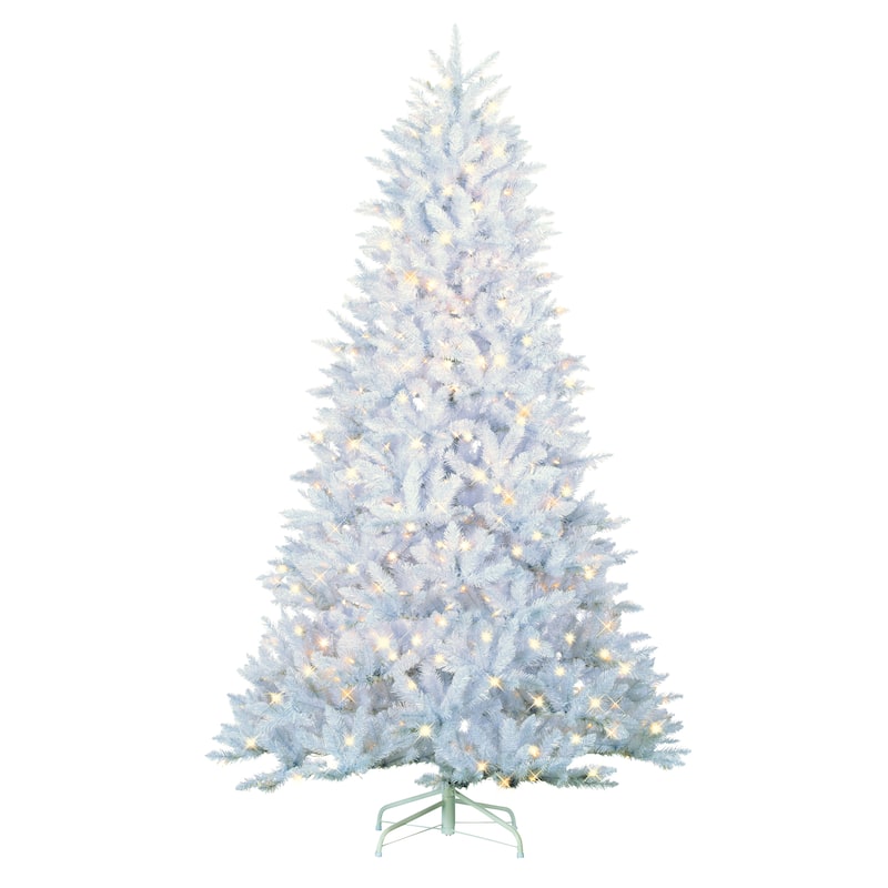7.5 Foot White Parkview Pine with 600 Color Changing LED Lights - N/A
