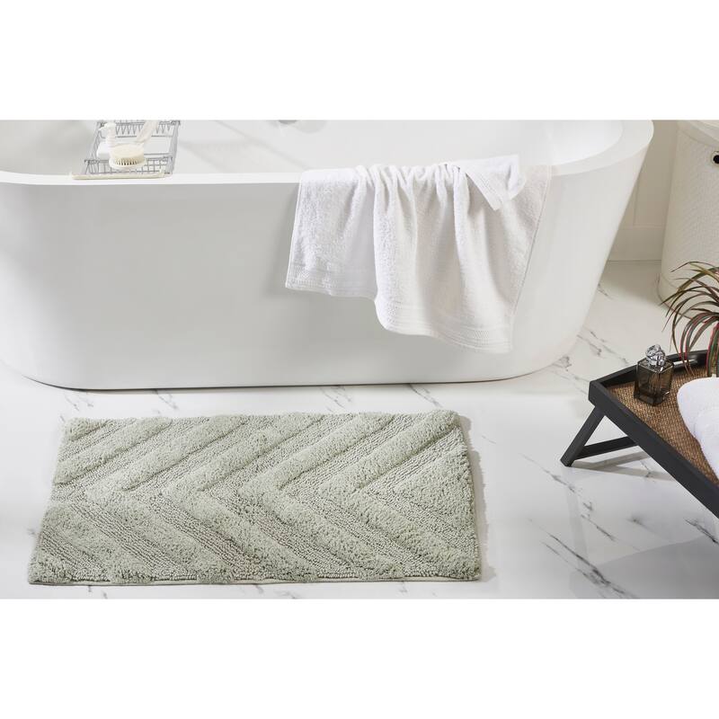 Better Trends Hugo Collection 100% Cotton Tufted Bath Rugs with Chevron Patterns, High Absorbency, Anti-Skid, Easy to Clean
