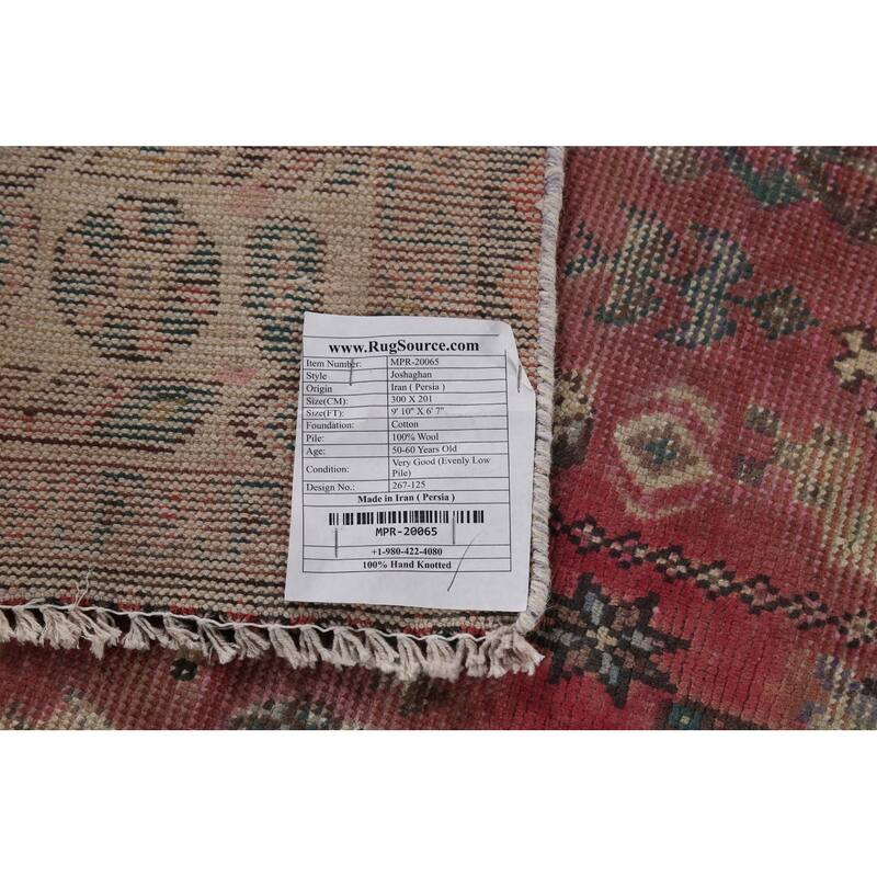 Geometric Joshaghan Persian Vintage Rug Hand-Knotted Wool Carpet - 6'7"x 9'10"