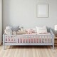 preview thumbnail 1 of 33, Twin Size Floor Bed with Fence and Door, Rubber Wood Frame with Safety Guardrails Grey - Twin