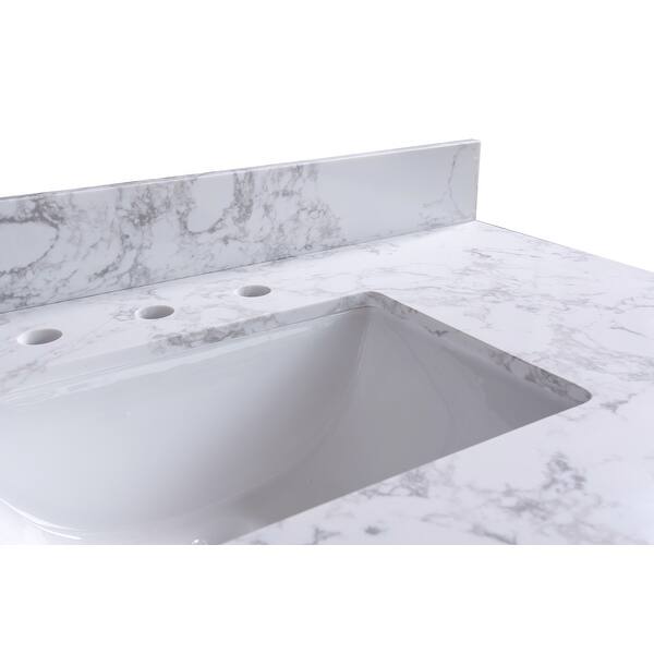 Bathroom Vanity Tops 43 X 22 - Italian Carrara 8 Drill Cultured Marble ...