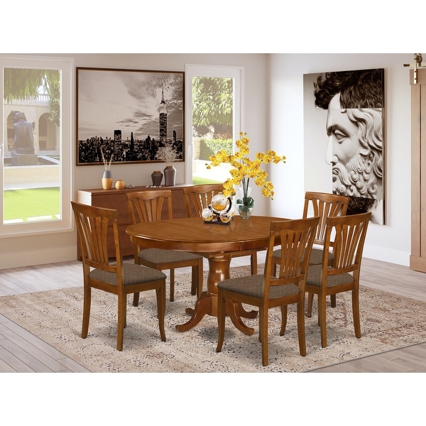 POAV7-SBR-C 7-Piece Dining Set - Kitchen Table and 6-dining Chairs (Chair Option). Opens flyout.