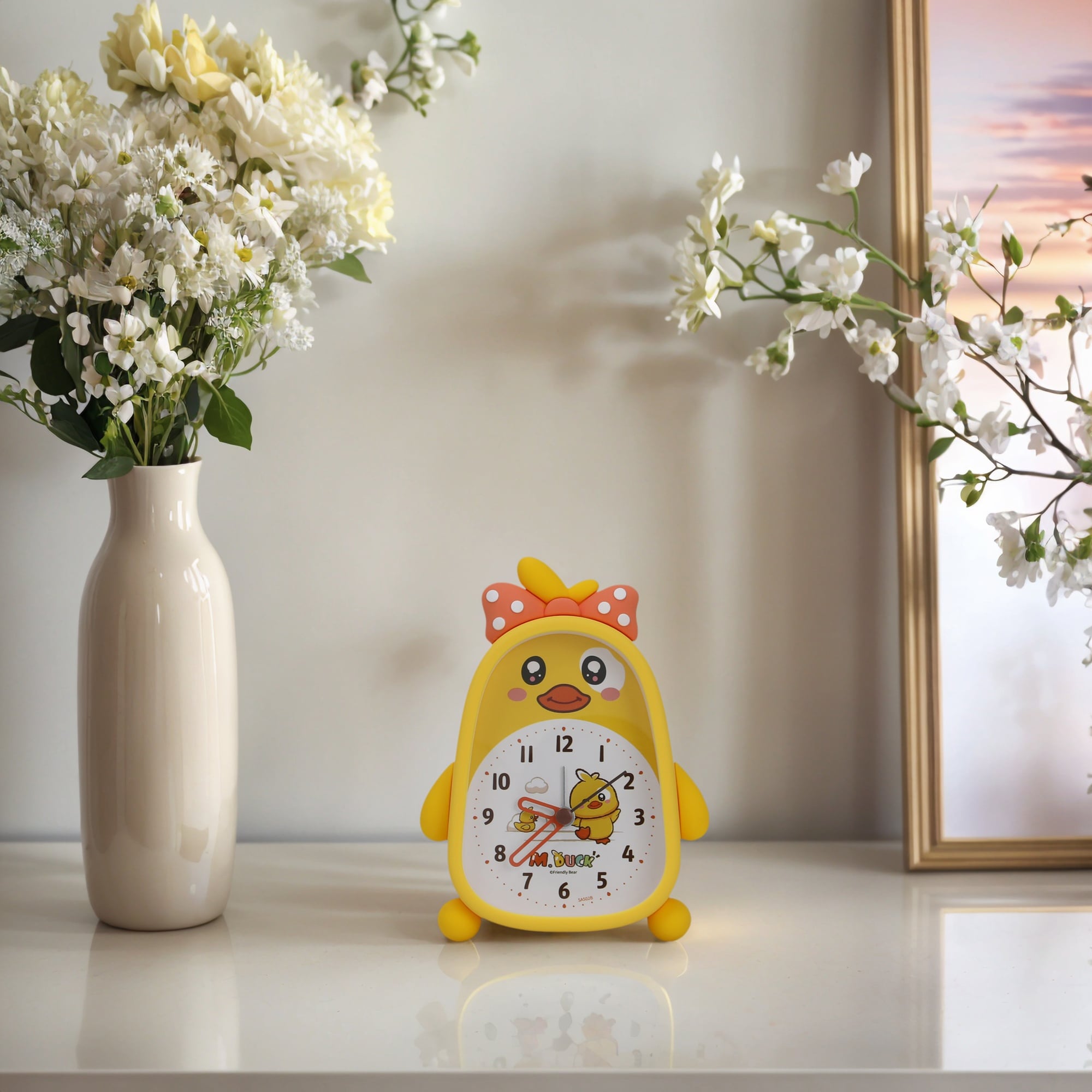 Silent Alarm Clock, Lovely 3D Duck-Shaped, Silent Non-Tick, Fits Guest Room/Bedroom - 4.1"L x 1.6"W x 5.5"H